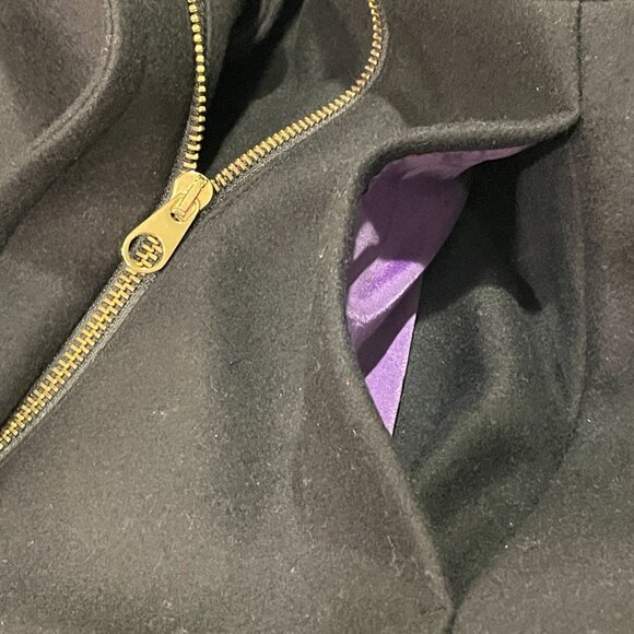 TED BAKER NEW "Cunioy" RARE Coat Funnel Neck Wool/Cashmere Blend Black Size L/12 - Picture 11 of 14